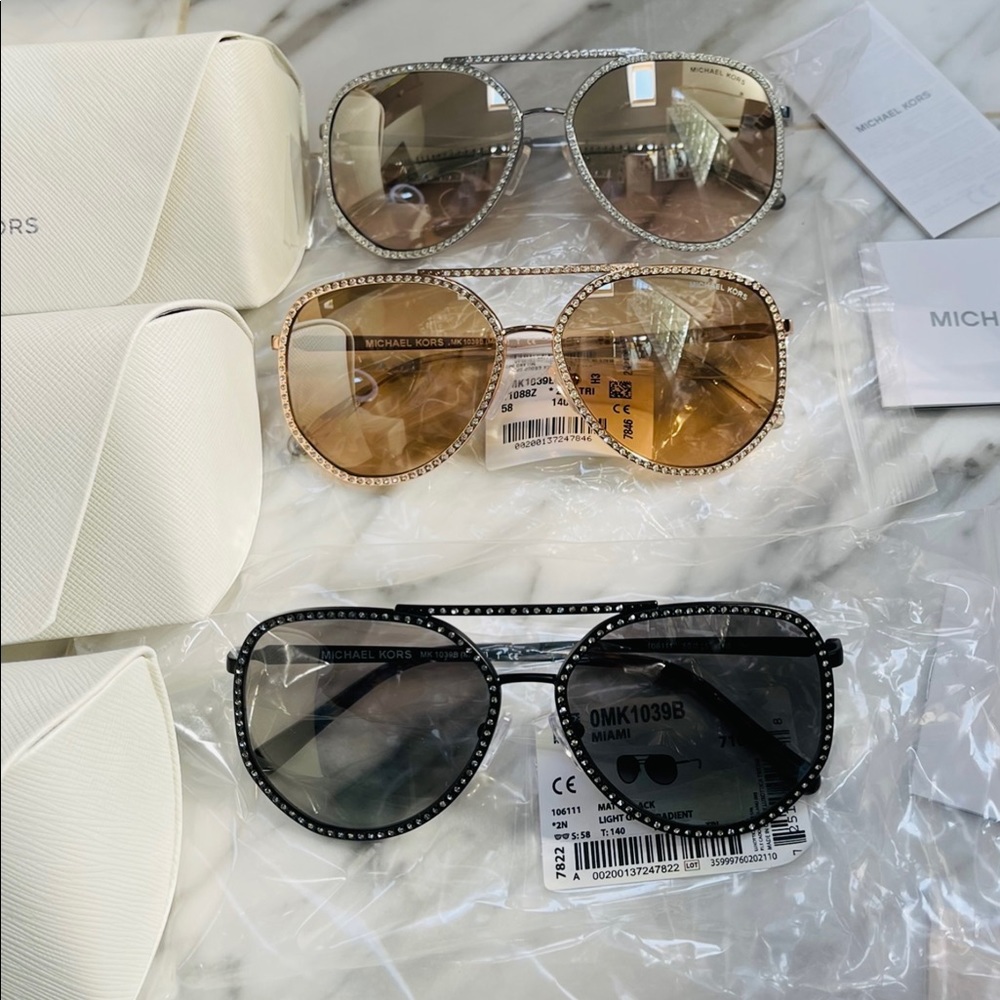 MICHAEL KORS POPULAR RHINESTONE AVIATORS IN SILVER, GOLD, BLACK, WORN ON KYLE R - Picture 8 of 16